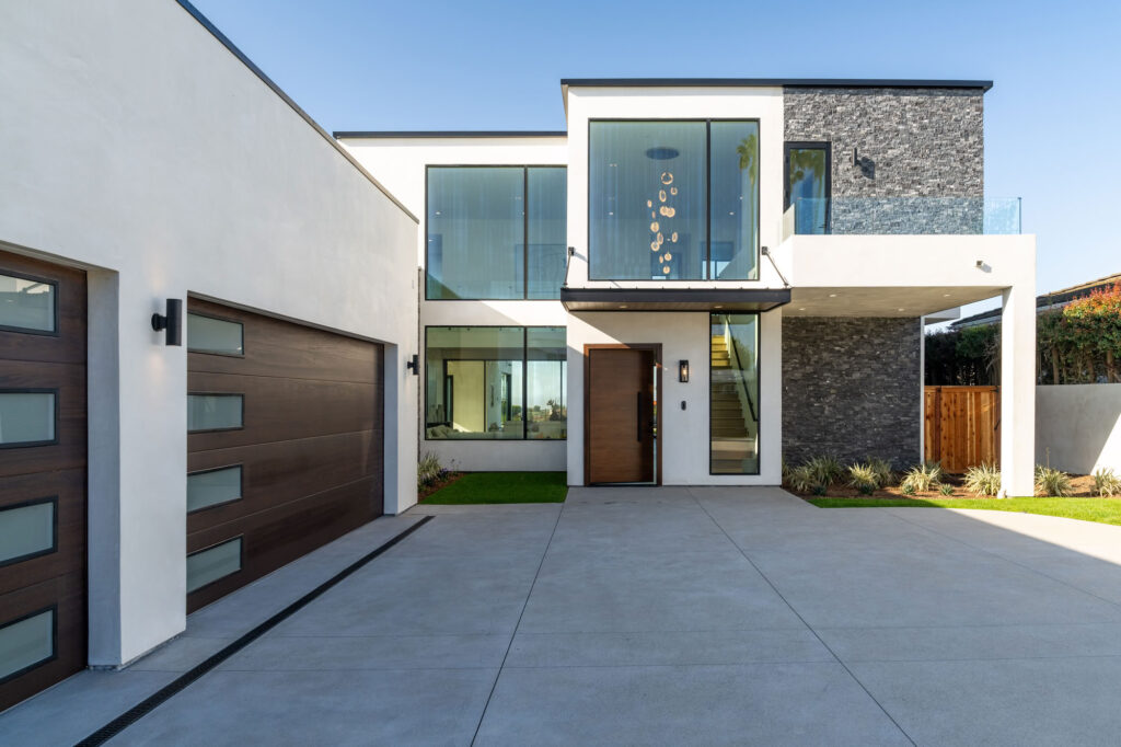 Driveway of custom home in La Jolla Built by Townsgate Construction